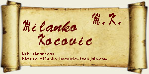 Milanko Kočović vizit kartica